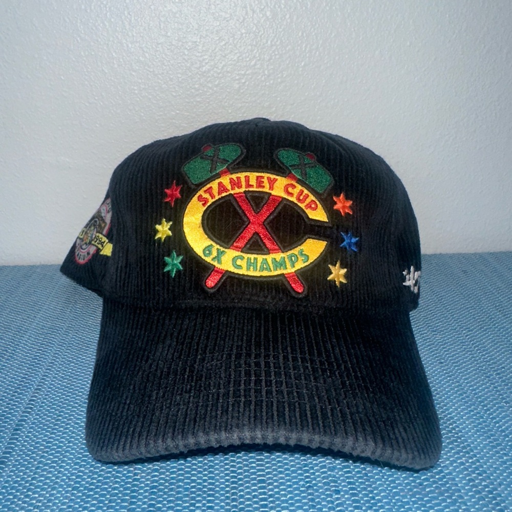 Chicago Blackhawks Limited Edition Black Corduroy Stanley Cup Champs Hat
